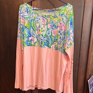 Lilly Pulitzer Women's Pink and Blue Floral Top